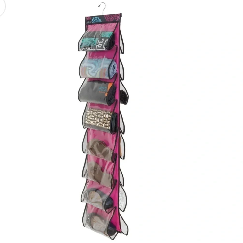 🆕 Closet Organizer Double Sided 16 Pocket Cubby Hanging in Bright Lights Pattern